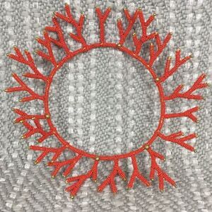 Beaded Coral Wreath Accent